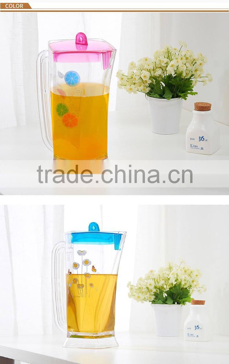 2L hot and cold plastic water/juice/tea bottle with color lid