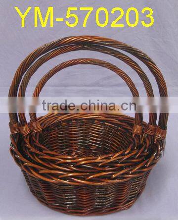 Round Dark Willow Basket Set of 3