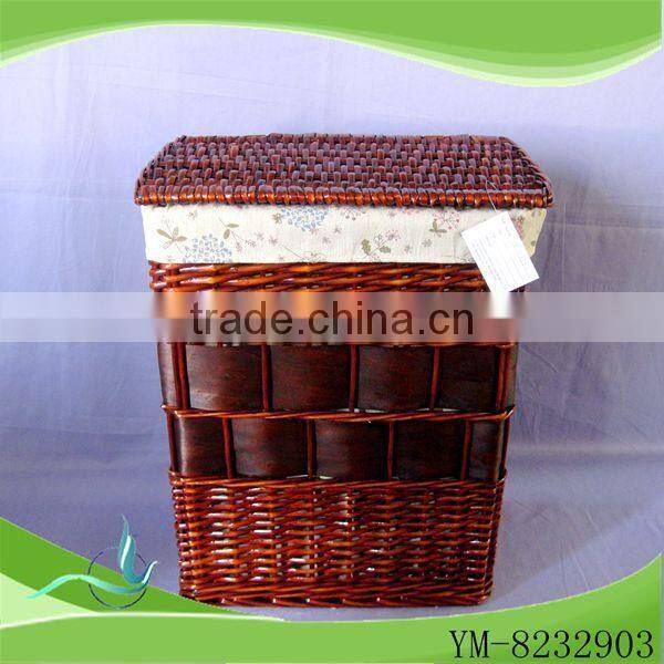 2015 new design willow wicker laundry basket with cover