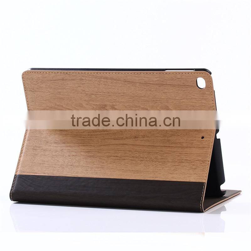 Nature wood grain PU card bumper/pocket cell phone case for Ipad
