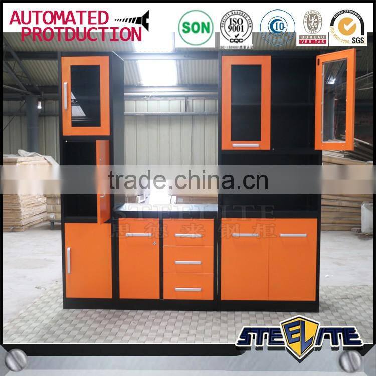 With inter shelf drawers stainless steel kitchen cupboard