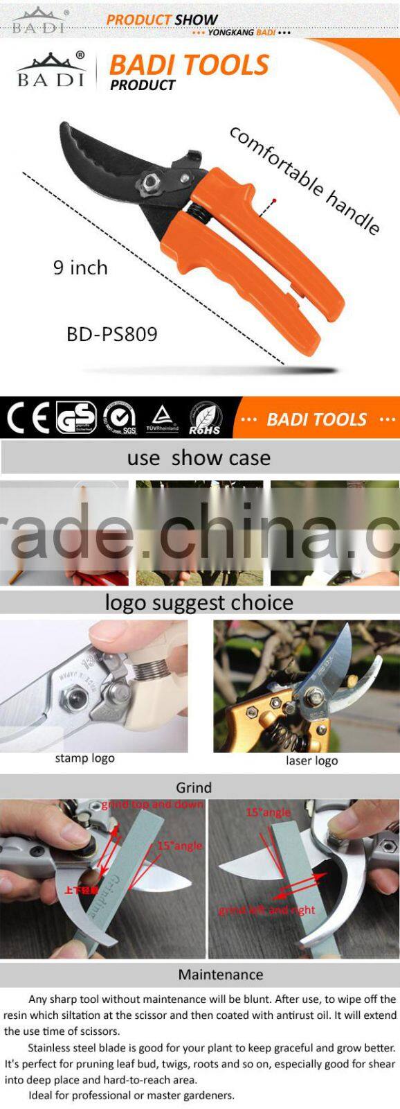 9 inch 65Mn polishing pruning tools sharped ratchet pruning shear pruner pruning tool for tree