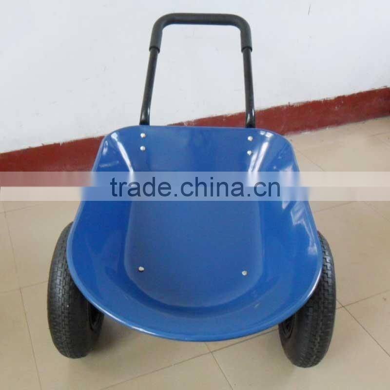 5 Cubic Feet Metal Tray Garden Wheelbarrow with Double Wheels