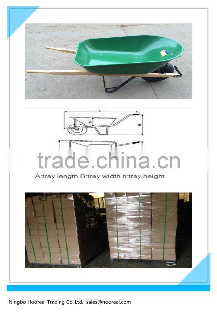 6CU/FT Heavy Duty Wheelbarrow Garden Green Wheel Barrow With Pneumatic Tyre With Wooden Handle