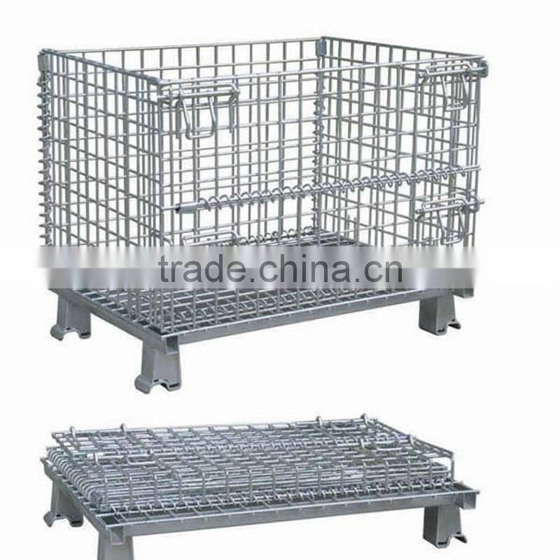 Warehouse folding steel storage cage/roller container