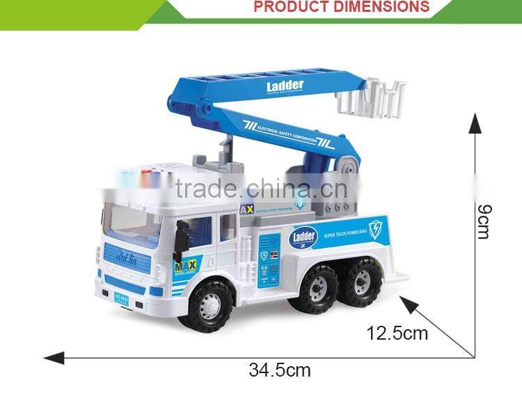 Cheap plastic aerial ladder friction toy diecast forklift truck model
