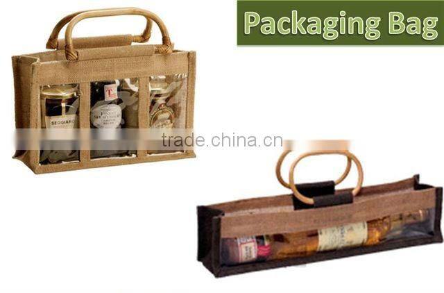 Jute wine bottle packaging