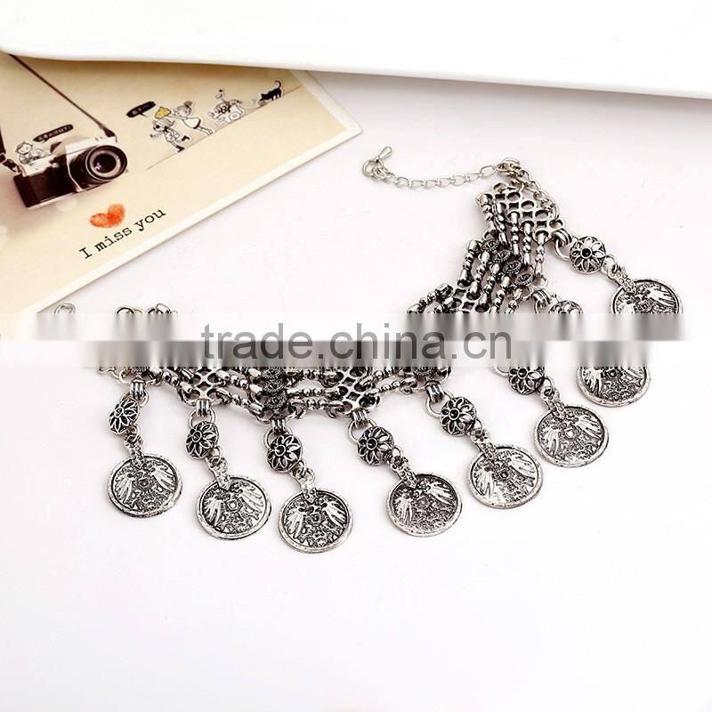 Origianl hand made Miao bracelet with coins dangles