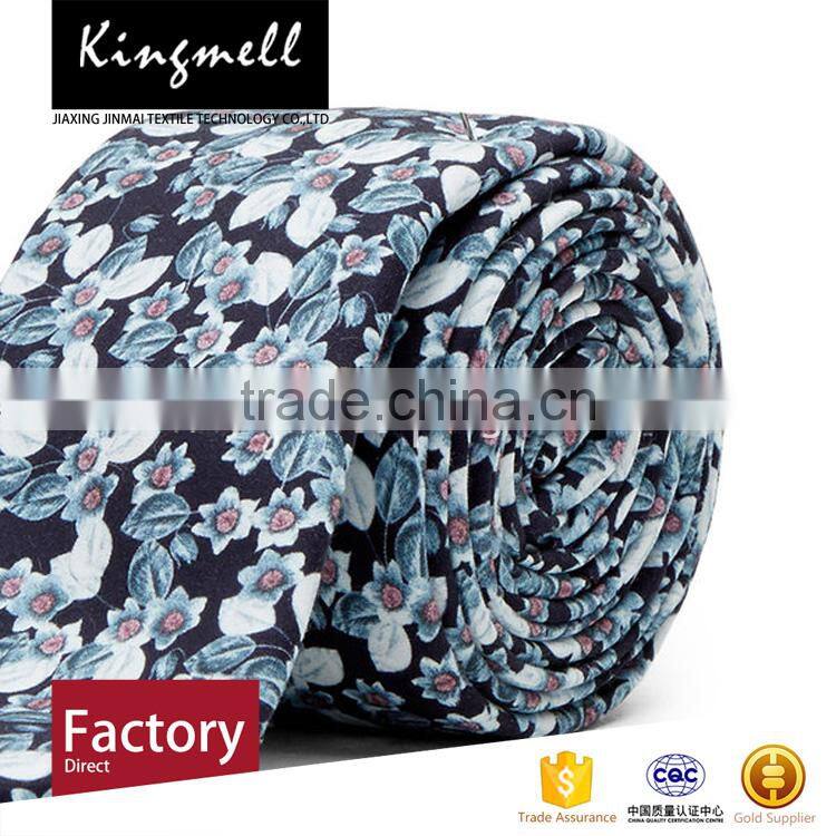 Custom flowers digital printed male cotton neck tie