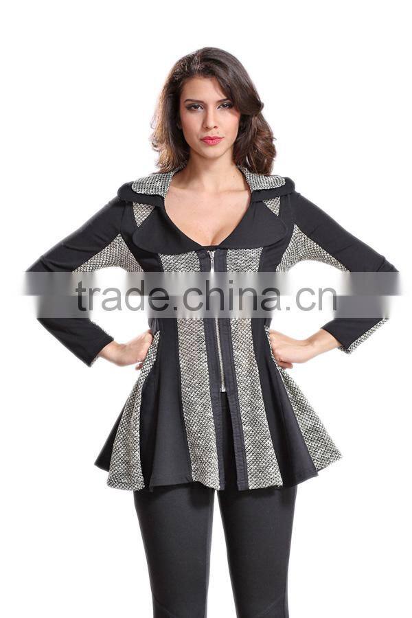 2014 New Arrival Ladies'Long Sleeve Blazer / Jacket with Flare Hem