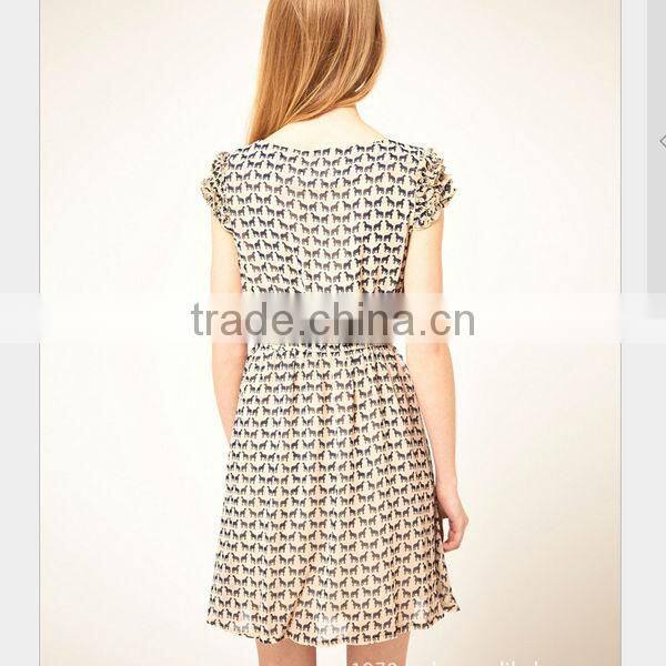 puff sleeve printed fawn cultivate one's morality summer women dress