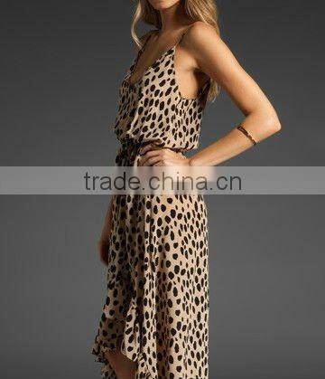 12DR014 2012 summer maxi sexi ladies V-Neck dresses with With Black Dots