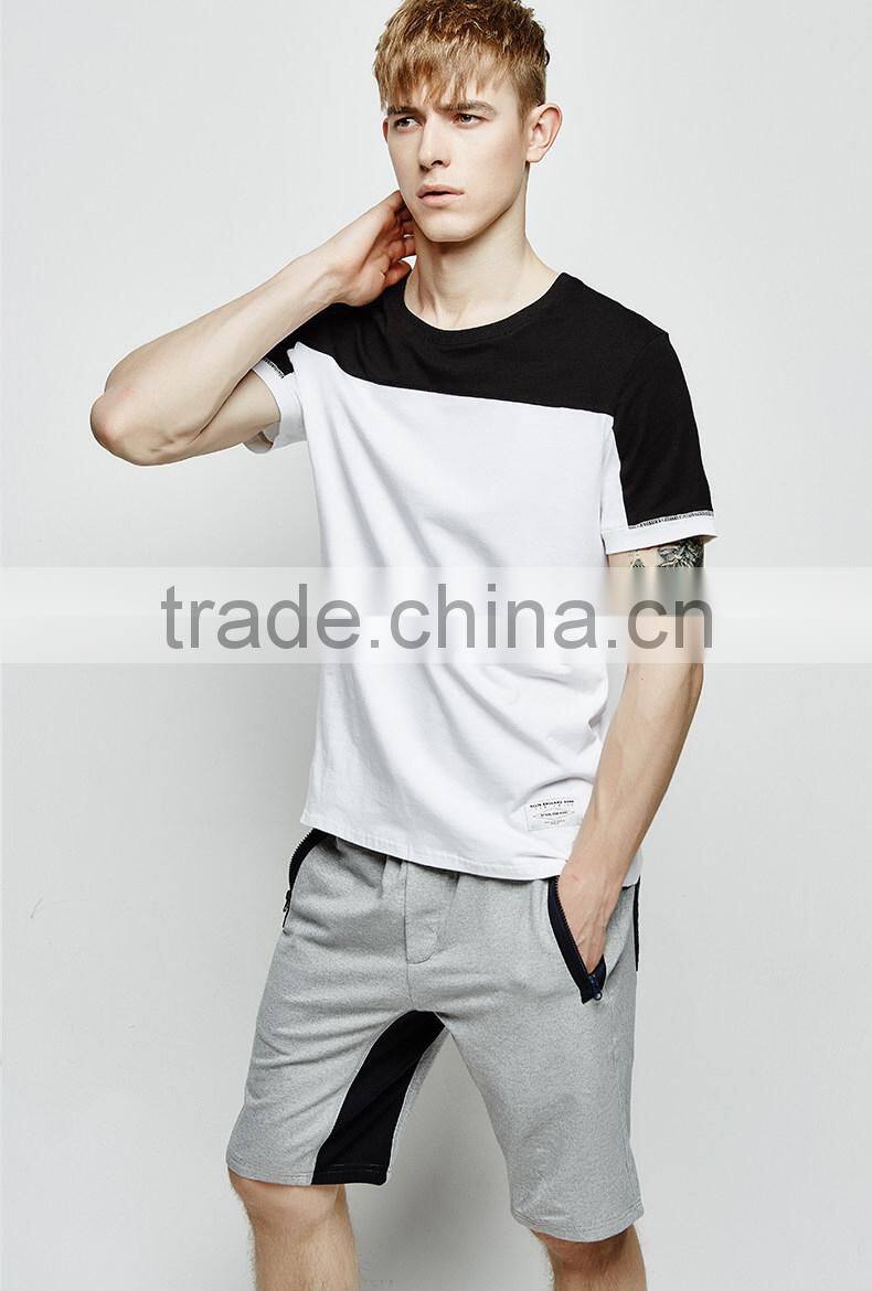 2015 Men's Cotton Jersey T-shirt Contrast color T-shirt high quality color combination tshirt