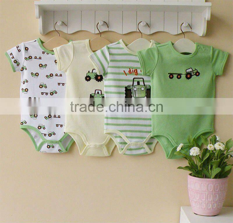 mom and baby 2012 summer baby wear 100% cotton embroider short sleeve bodysuit