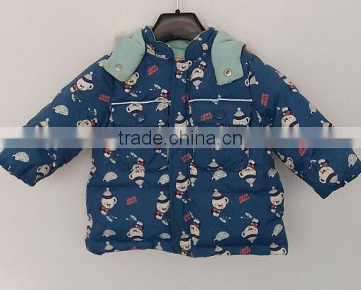 little boy cartoon printed cute padded coat for winter