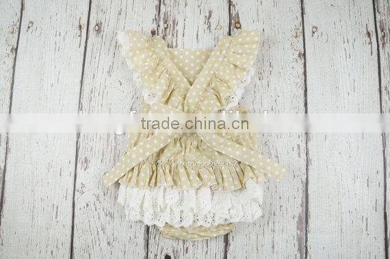 Newborn Baby Girls Polk Dots Lace Bubble Toddler Kids Ruffle Boho Romper
