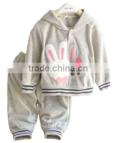 cheap cotton polyester high quality casual girl clothes sets sweet kids clothes children velvet clothing
