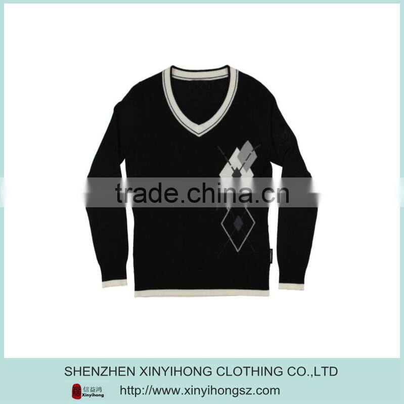 Wholesales Color Combination Casual V-Neck Cotton Golf Knitwear