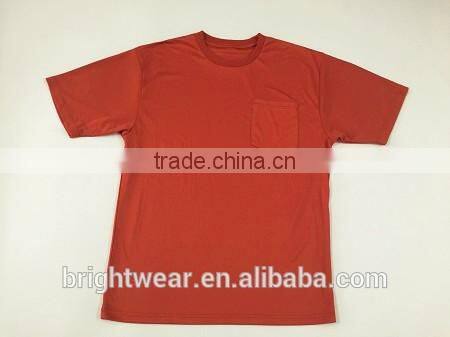 Mens short sleeve birdeye fabric chest pocket plain t-shirt