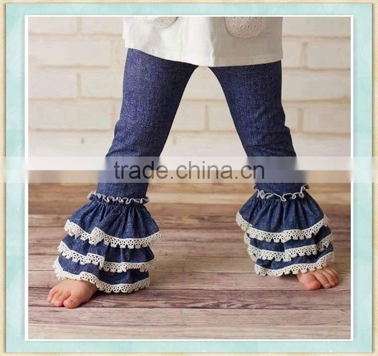 wholesale icing pants persnickety remake lace ruffle denim pants baby frock design pictures