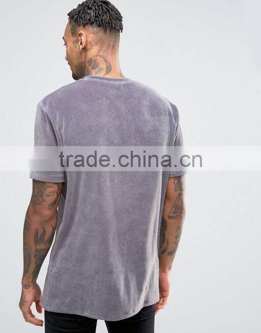 Men's Longline T-Shirt In Heavy Velvet