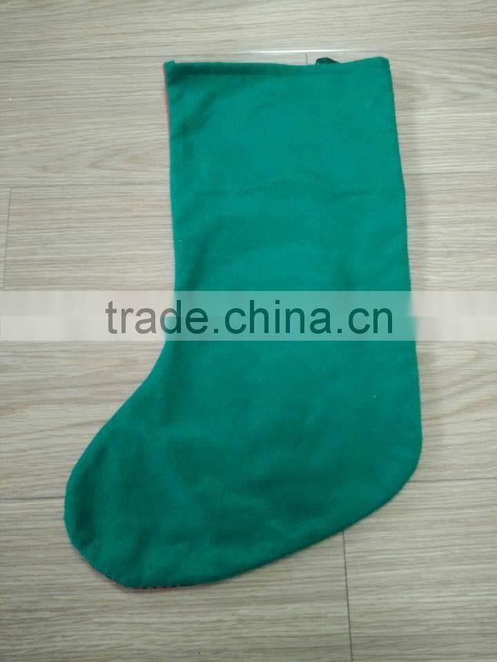 High Quality Felt Designer Green Christmas Stocking