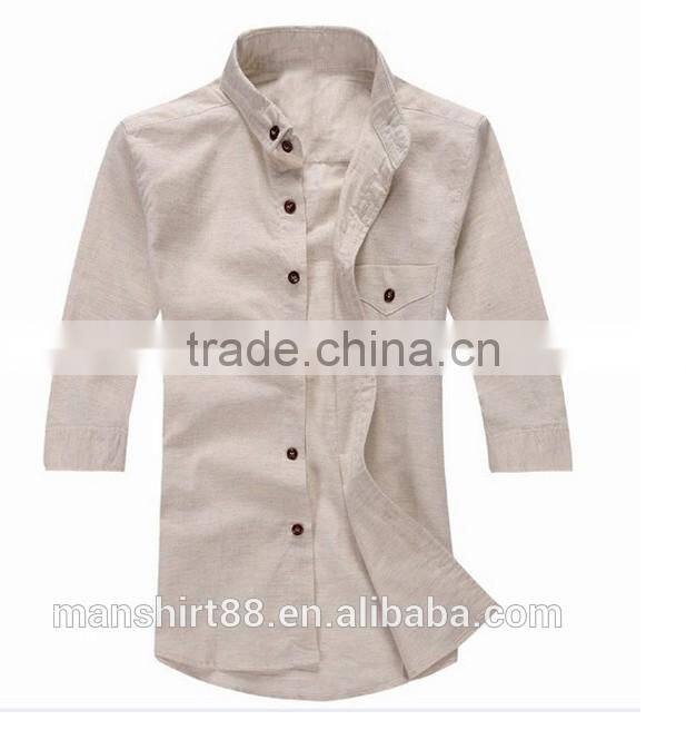 Men dress shirts cotton fabric fashion three-quarter sleeve men shirt