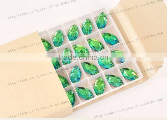 Sew On Glass AB Color 2 Holes Crystal Rhinestone Silver Flatback sew on