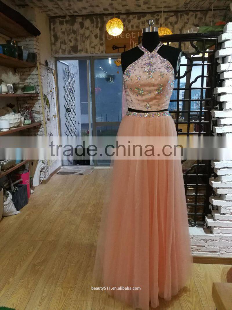Party Prom Dress Ivanka Style Celebrity Style Halter floor-length evening dress P092