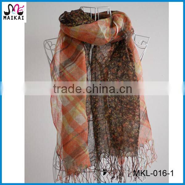 High quality lady's fashion linen cotton scarf manufacturer