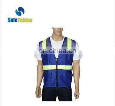 Quality-assured blue reflective safety vest
