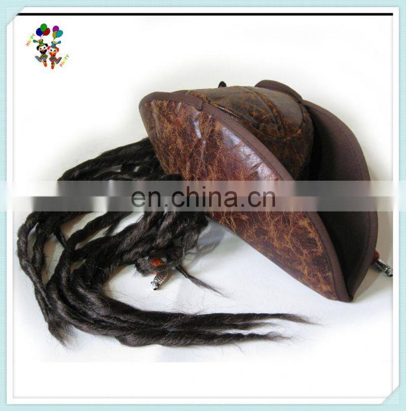 Captain Jack Halloween Party Pirate Hats with Dreadlocks Hair HPC-0232