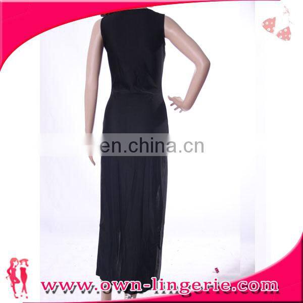 Deep v-neck open black maxi bodycon bandage dress