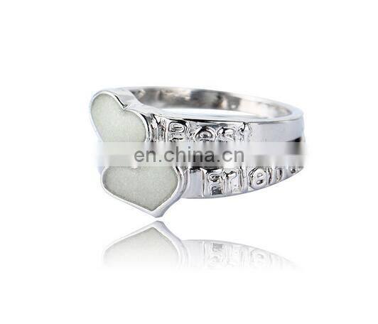 Best Frineds Heart Silver Glow in the Dark Jewelry Ring New
