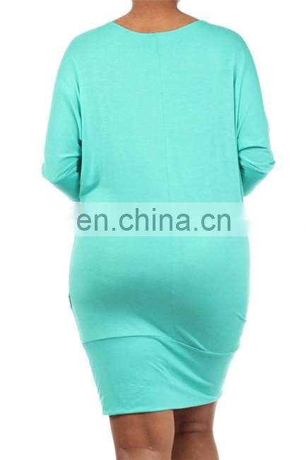 2015 wholesale rayon bright color summer knitted short fat women dress