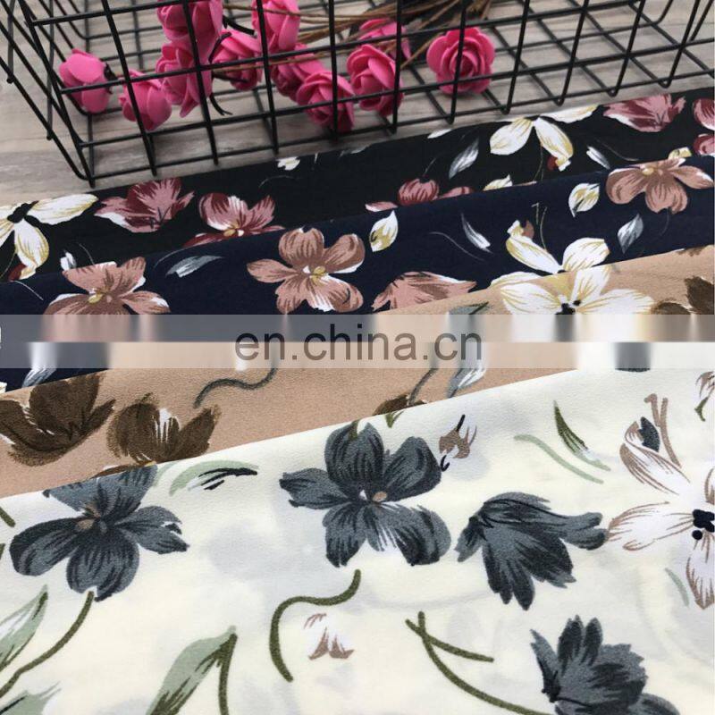 2017 summer new arrival digital printed chiffon fabric polyester stretchfabric