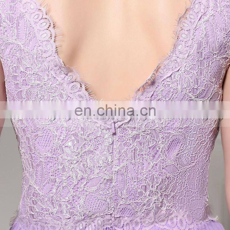 Wholesale Elegant V Neck Lace Top Chiffon Simple Long Evening Dresses SD386
