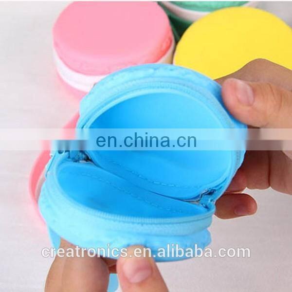 CR proffesional sales team cheap fancy earphone bag lovely round shape blue bulk wholesale silicone coin purse