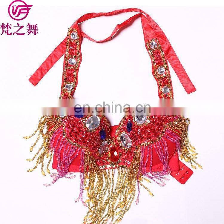 YD-023 Fashion butterfly design beaded and sequins belly dance bra