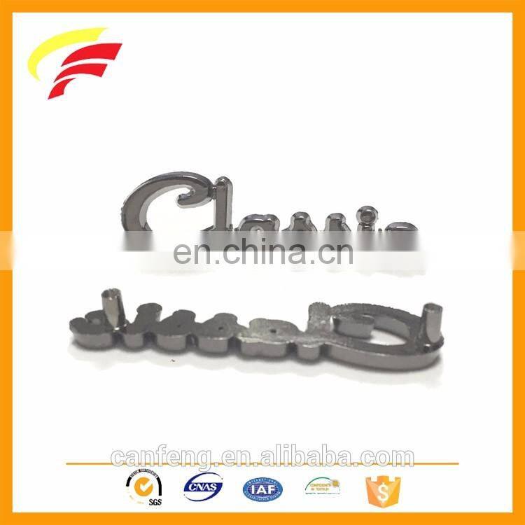 classic zinc alloy metal custom logo label for bag