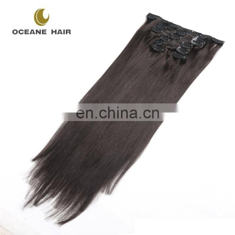 Factory price fashional virgin dark brown bohemian remy clip in human hair extension