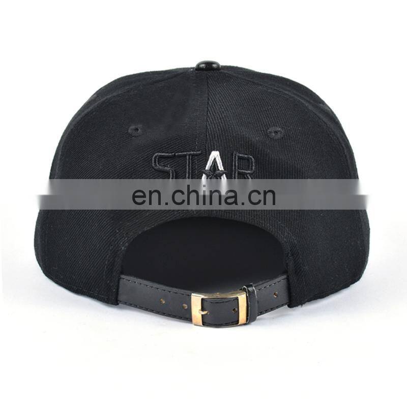 Fashionable classic style leather brim snapback caps custom