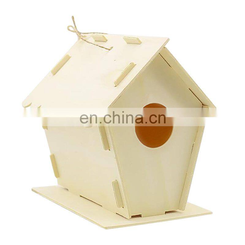 Wooden DIY birdhouse Wood Toys 3D Painting Bird House For Kid Children Education for outdoor