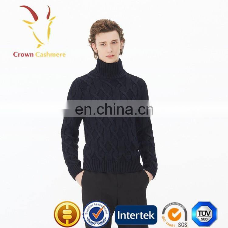 Men Cable Knit Pullover Sweater Pattern Cashmere Sweater
