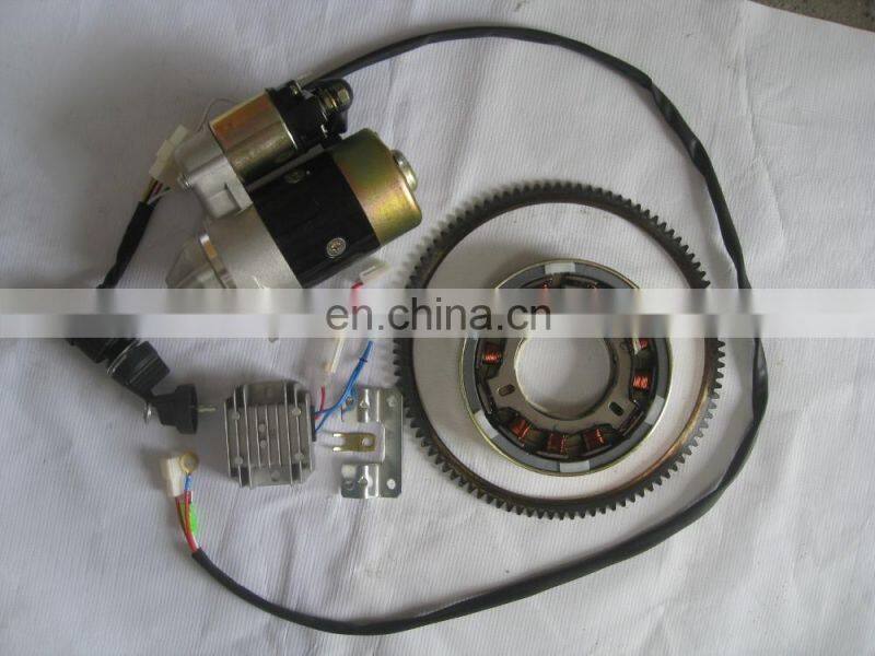 ELECTRIC START KIT CW DRECT. FOR DIESEL 186F 9HP TILLER 5KW GENERATOR W/ STARTER MOTOR TOGGLE SWITCH FLYWHEEL CHARGE COIL