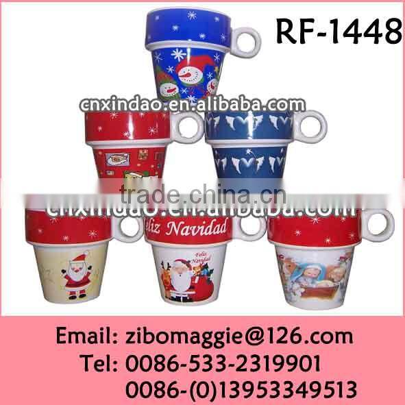 Hot Sale Daily Used Porcelain Cup with Christmas Design for Porcelain Cup of Coffee