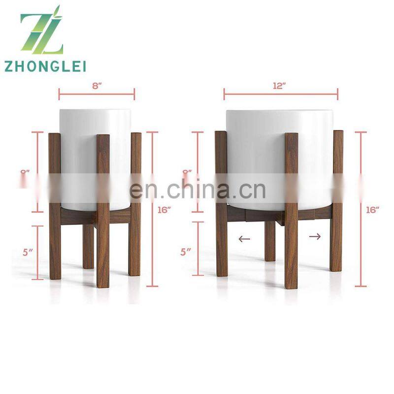 Mid Century Wooden Plant Stand Adjustable Modern Indoor Plant Holder Planter Fits Medium Large Pots Sizes 8 9 10 11 12 inch
