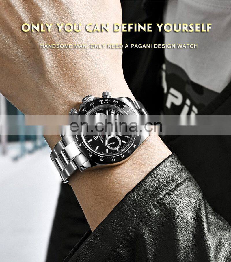PAGANI DESIGN 1644 Branded Watch For Men Full Stainless Steel Chronograph man watches op 2021