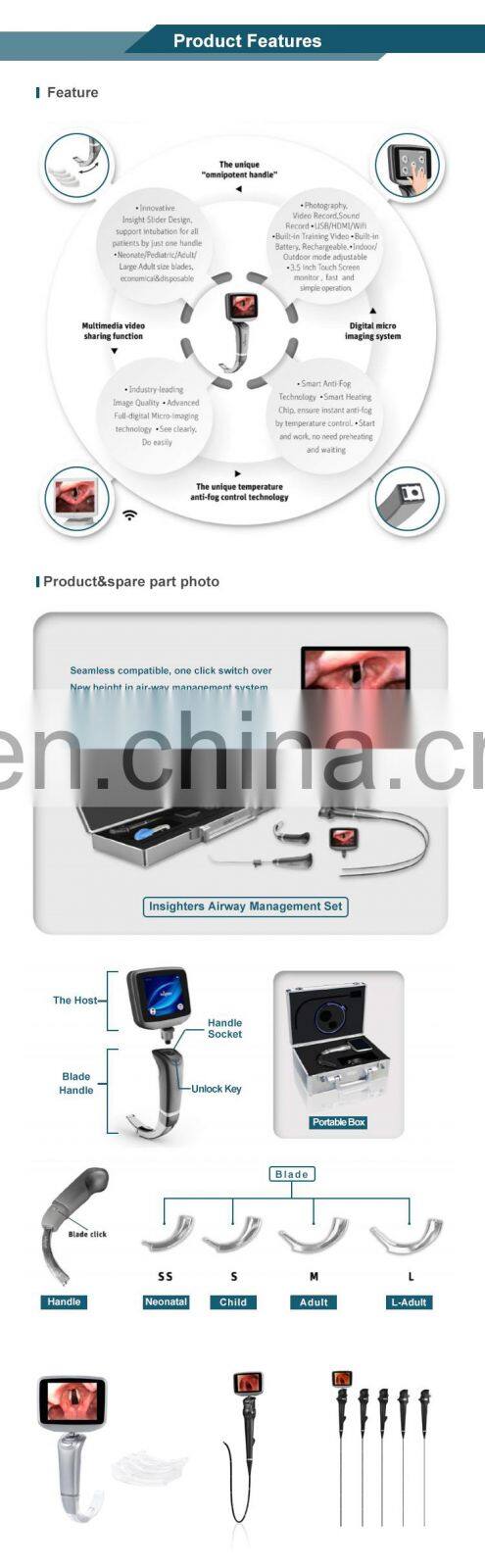 3.5 inch Touch Screen reusable video laryngoscope