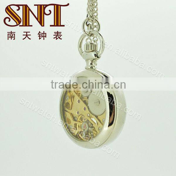 SNT-PW026 antique skeleton automatic mechanical skeleton pocket watch